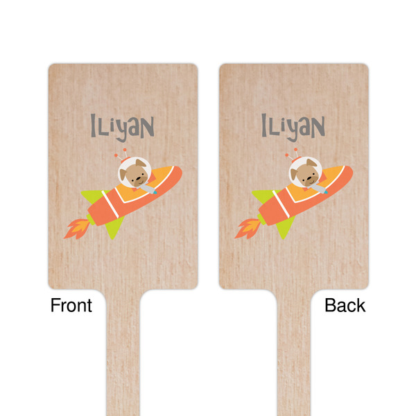 Space Explorer Wooden 6.25" Stir Stick - Rectangular - Double Sided - Front & Back