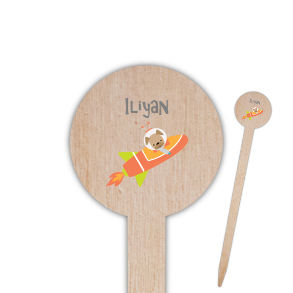 Custom Space Explorer Round Wooden Food Picks (Personalized)