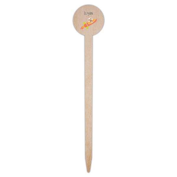 Space Explorer Wooden 6" Food Pick - Round - Single Pick