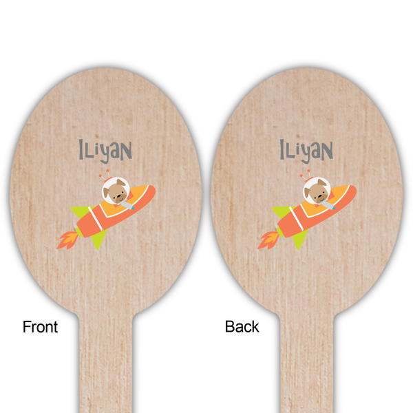 Space Explorer Wooden Food Pick - Oval - Double Sided - Front & Back