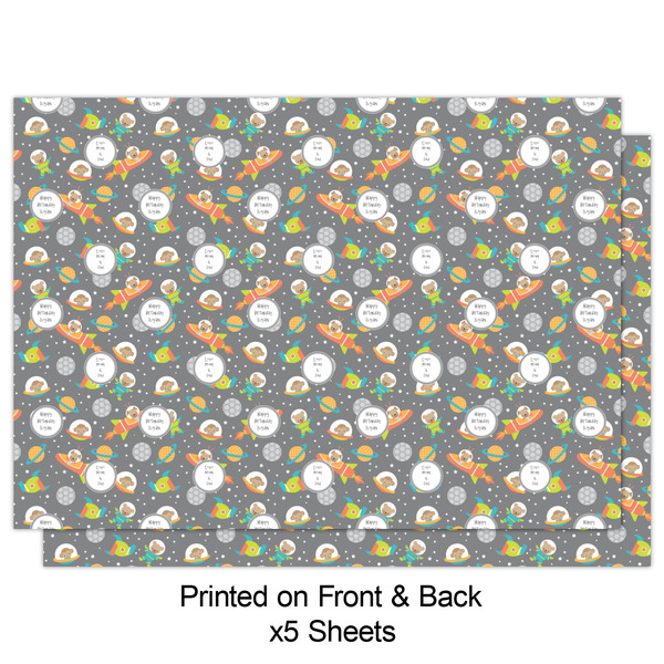 Space Explorer Wrapping Paper Sheet - Double Sided - Front