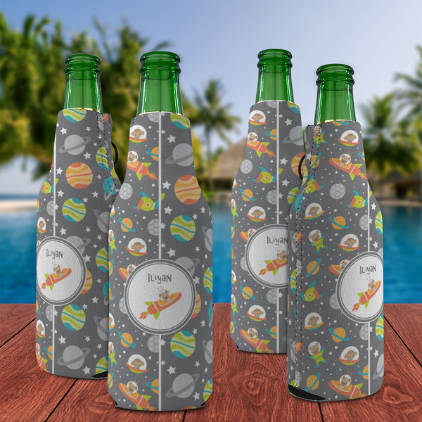 Space Explorer Zipper Bottle Cooler - Set of 4 - LIFESTYLE