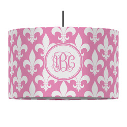 Fleur De Lis 12" Drum Pendant Lamp - Fabric (Personalized)