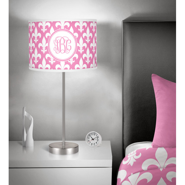Fleur De Lis 13 inch drum lamp shade - in room