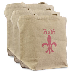Fleur De Lis Reusable Cotton Grocery Bags - Set of 3 (Personalized)