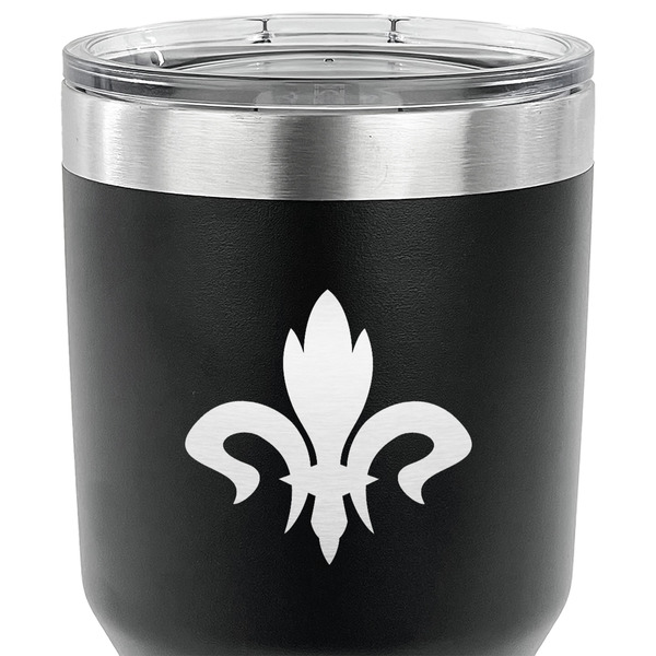 Fleur De Lis 30 oz Stainless Steel Ringneck Tumbler - Black - CLOSE UP