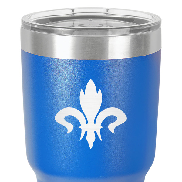 Fleur De Lis 30 oz Stainless Steel Ringneck Tumbler - Blue - Close Up