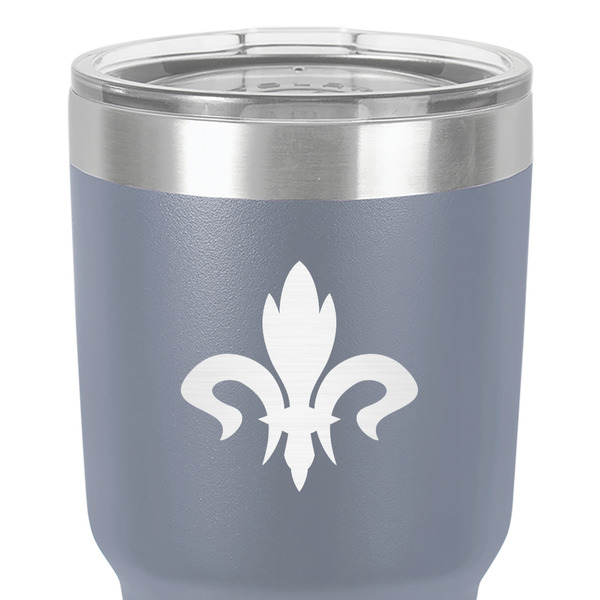 Fleur De Lis 30 oz Stainless Steel Ringneck Tumbler - Grey - Close Up