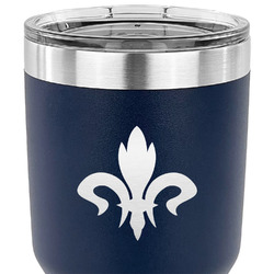 Fleur De Lis 30 oz Stainless Steel Tumbler - Navy - Double Sided (Personalized)