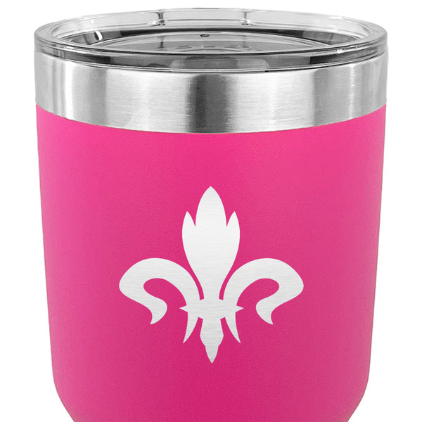 Fleur De Lis 30 oz Stainless Steel Ringneck Tumbler - Pink - CLOSE UP