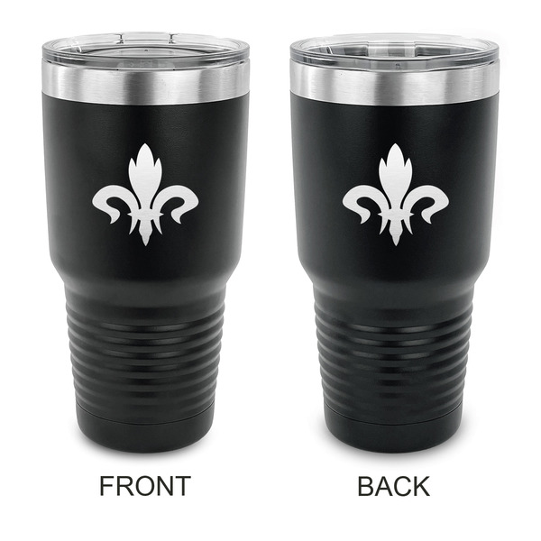 Custom Fleur De Lis 30 oz Stainless Steel Tumbler - Black - Double Sided (Personalized)