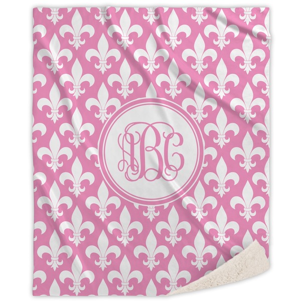 Custom Fleur De Lis Sherpa Throw Blanket - 60"x80" (Personalized)