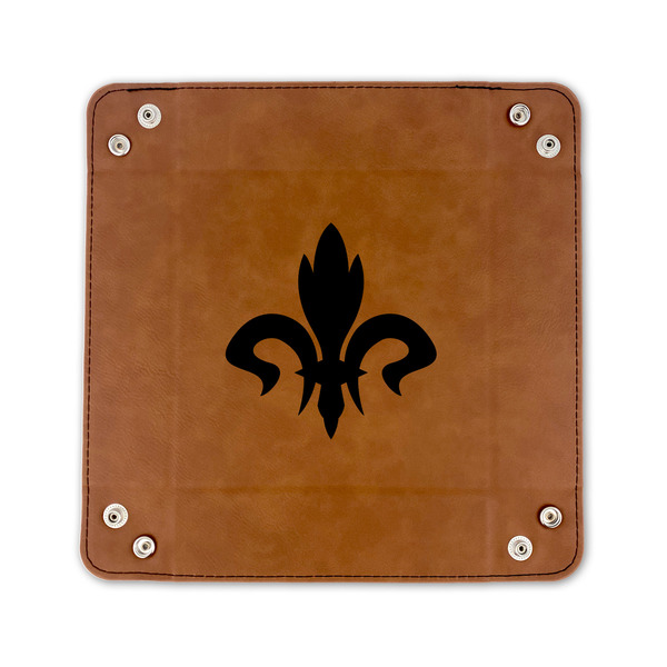 Fleur De Lis 6" x 6" Leatherette Snap Up Tray - FLAT FRONT