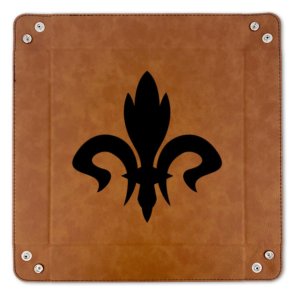 Fleur De Lis 9" x 9" Leatherette Snap Up Tray - APPROVAL (FLAT)