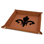 Fleur De Lis Faux Leather Dice Tray - 9" x 9" - Rawhide