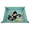 Fleur De Lis 9" x 9" Teal Leatherette Snap Up Tray - STYLED