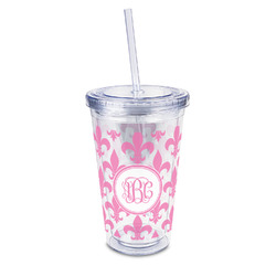 Fleur De Lis 16oz Double Wall Acrylic Tumbler with Lid & Straw - Full Print (Personalized)