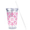 Fleur De Lis Acrylic Tumbler - Full Print - Front straw out