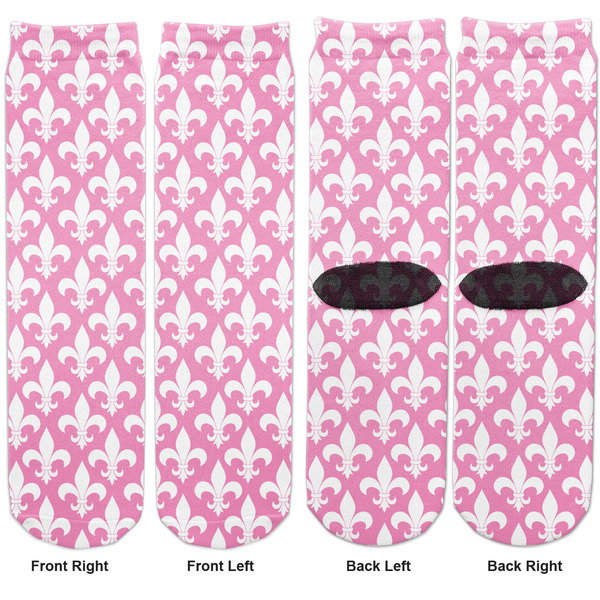 Fleur De Lis Adult Crew Socks - Double Pair - Front and Back - Apvl