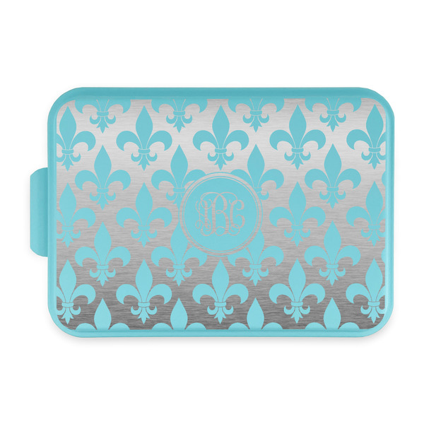 Custom Fleur De Lis Aluminum Baking Pan with Teal Lid (Personalized)