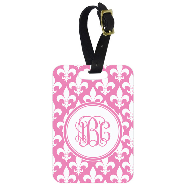 Custom Fleur De Lis Metal Luggage Tag w/ Monogram