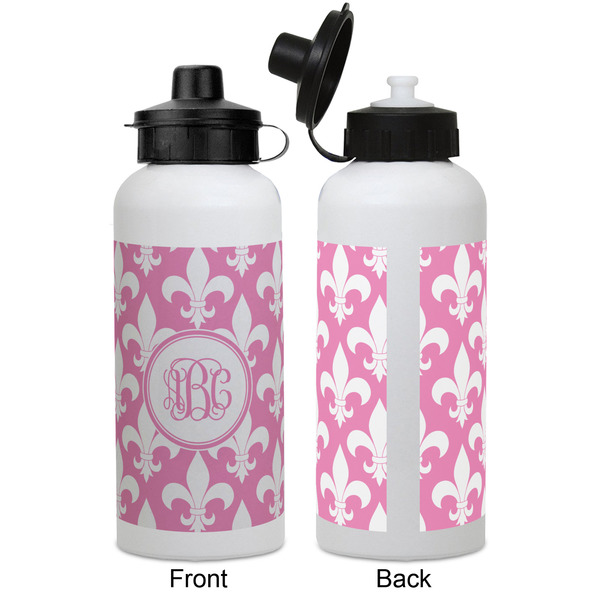 Fleur De Lis Aluminum Water Bottle - White APPROVAL