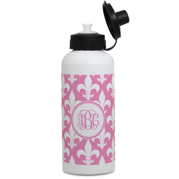 Custom Fleur De Lis Water Bottles - Aluminum - 20 oz - White (Personalized)