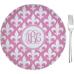 Fleur De Lis 8" Glass Appetizer / Dessert Plates - Single or Set (Personalized)