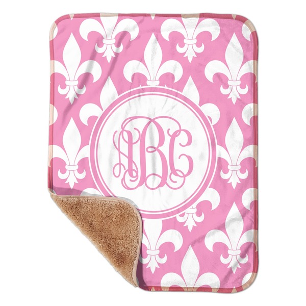 Custom Fleur De Lis Sherpa Baby Blanket - 30" x 40" w/ Monograms