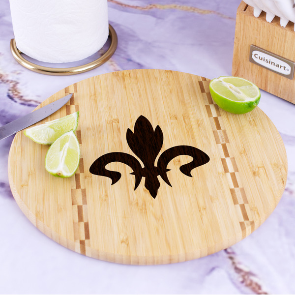 Fleur De Lis Bamboo Cutting Board - In Context
