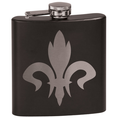 Fleur De Lis Black Flask Set (Personalized)