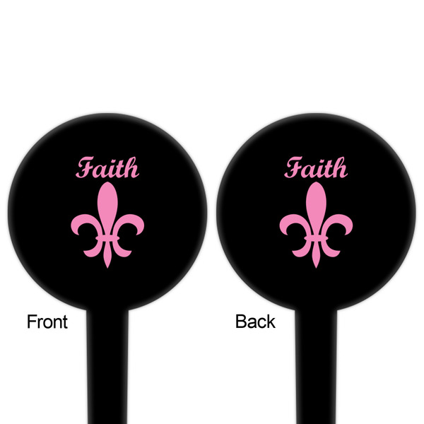 Fleur De Lis Black Plastic 4" Food Pick - Round - Double Sided - Front & Back