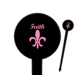 Fleur De Lis 6" Round Plastic Food Picks - Black - Double Sided (Personalized)