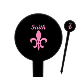 Fleur De Lis 6" Round Plastic Food Picks - Black - Single Sided (Personalized)