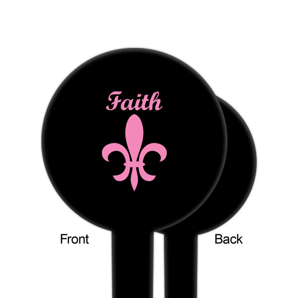 Fleur De Lis Black Plastic 6" Food Pick - Round - Single Sided - Front & Back