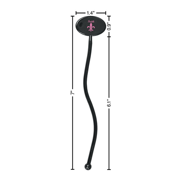 Fleur De Lis Black Plastic 7" Stir Stick - Oval - Dimensions
