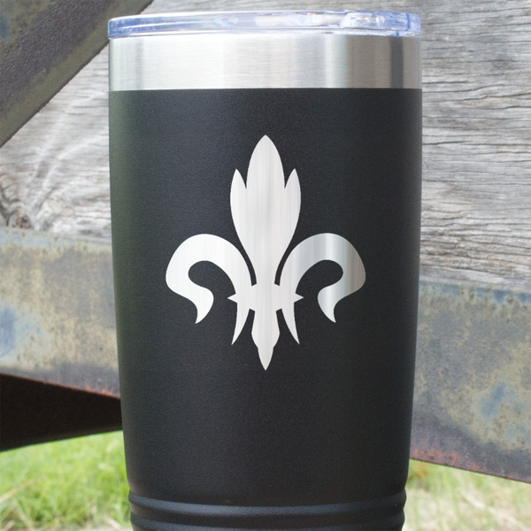 Fleur De Lis Black Polar Camel Tumbler - 20oz - Close Up