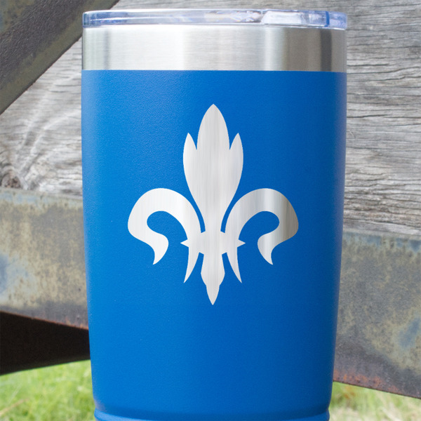 Fleur De Lis Blue Polar Camel Tumbler - 20oz - Close Up