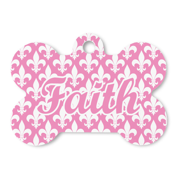 Custom Fleur De Lis Bone Shaped Dog ID Tag (Personalized)