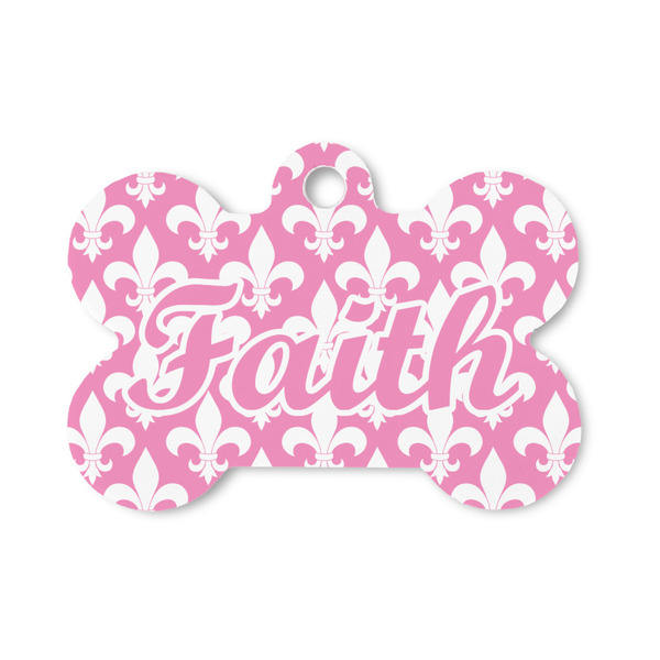 Custom Fleur De Lis Bone Shaped Dog ID Tag - Small (Personalized)