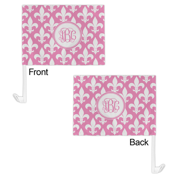 Fleur De Lis Car Flag - 11" x 8" - Front & Back View