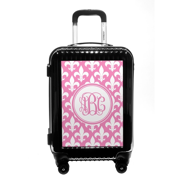 Custom Fleur De Lis Carry On Hard Shell Suitcase (Personalized)