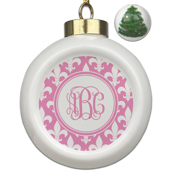 Custom Fleur De Lis Ceramic Ball Ornament - Christmas Tree (Personalized)