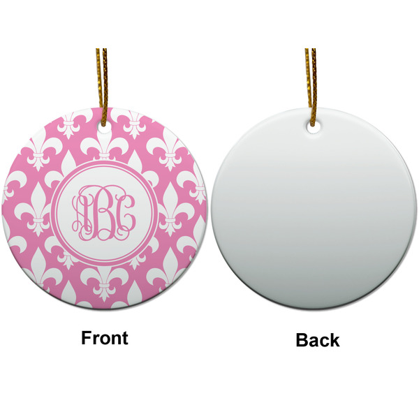 Fleur De Lis Ceramic Flat Ornament - Circle Front & Back (APPROVAL)