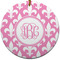 Fleur De Lis Round Ceramic Ornament w/ Monogram