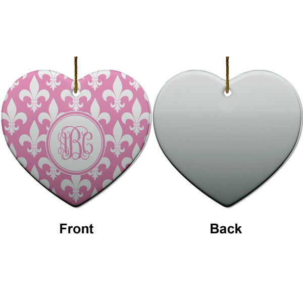 Fleur De Lis Ceramic Flat Ornament - Heart Front & Back (APPROVAL)