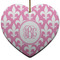 Fleur De Lis Heart Ceramic Ornament w/ Monogram