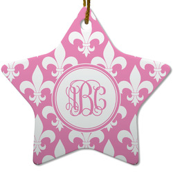Fleur De Lis Star Ceramic Ornament w/ Monogram