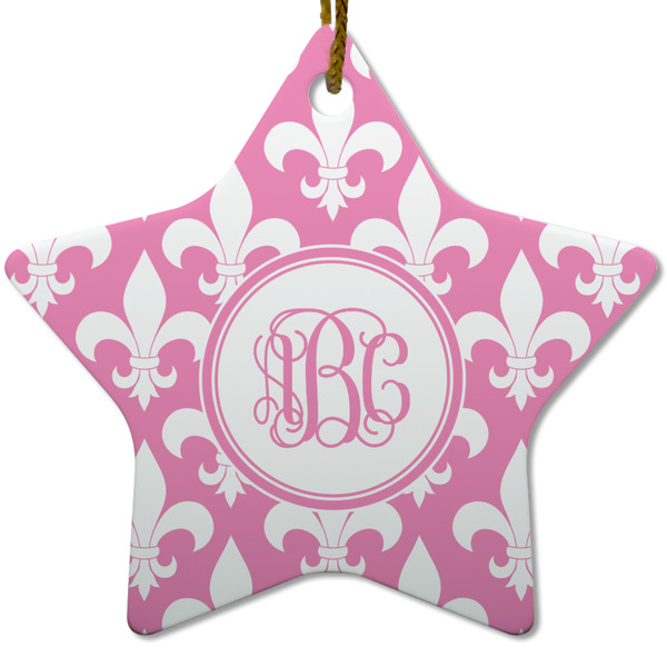 Custom Fleur De Lis Star Ceramic Ornament w/ Monogram