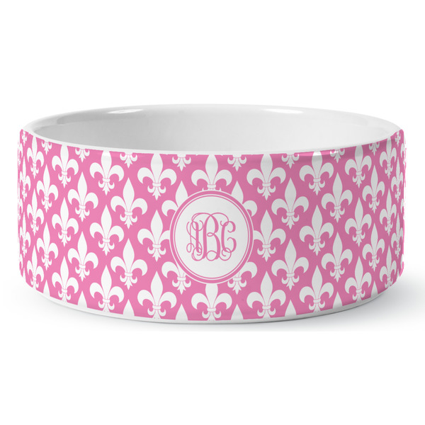 Custom Fleur De Lis Ceramic Dog Bowl (Personalized)